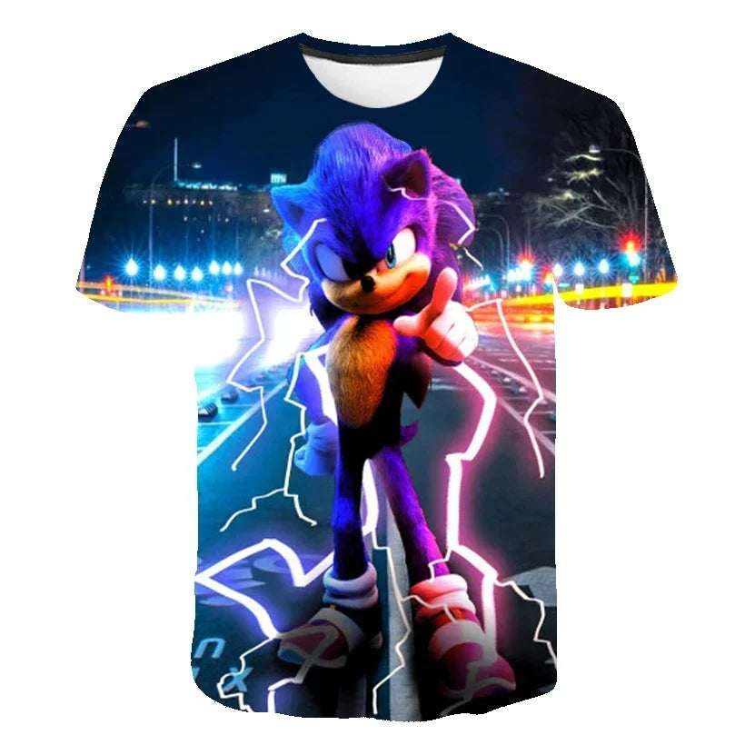 Sonic T Shirt Cartoon Game Short Sleeve Boys Girls.