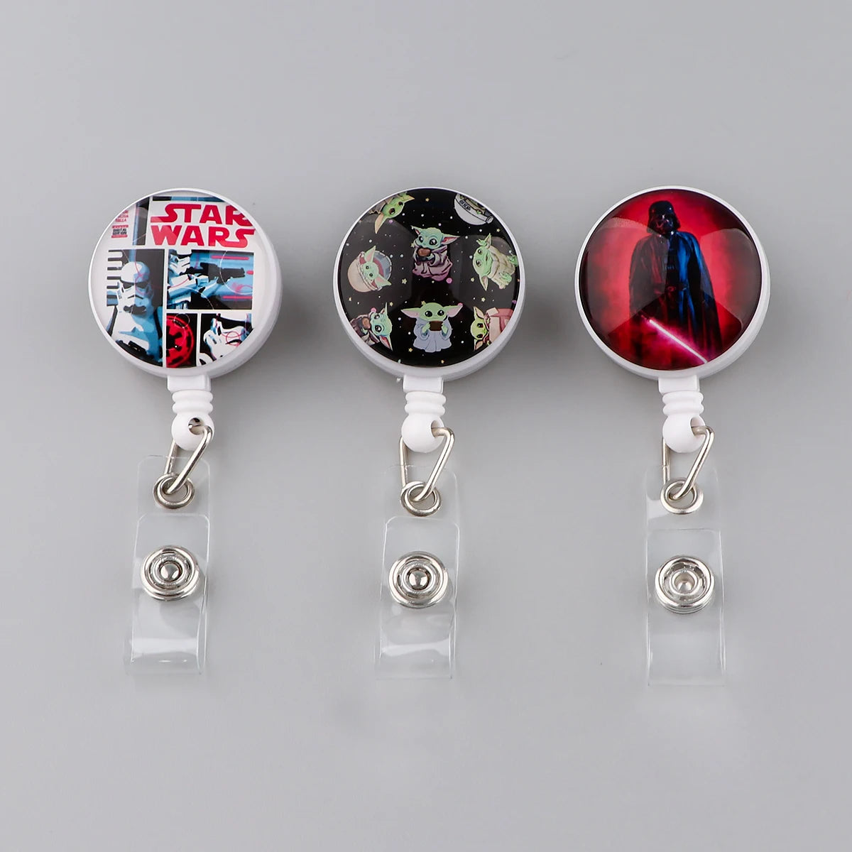 Stitch Mickey Keychain Student IC ID Card Badge Holder Yoda Retractable Nurse Badge Reel Clip Accessory Friend Kids Gift