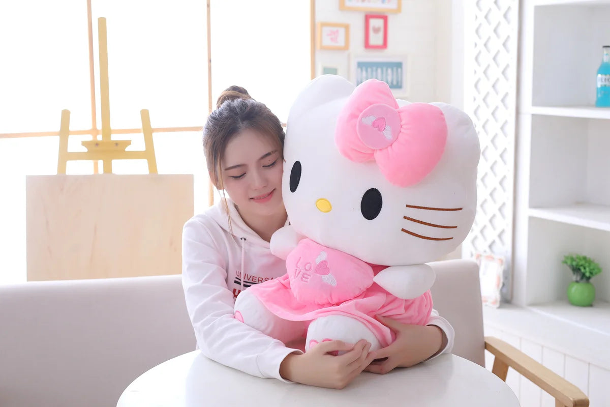 35-70cm Big Size Sanrio Hello Kitty Plush Toys Cute Anime Peripherals Movie KT Cat Stuffed Doll Hello Kitty Xmas Gift For Kid