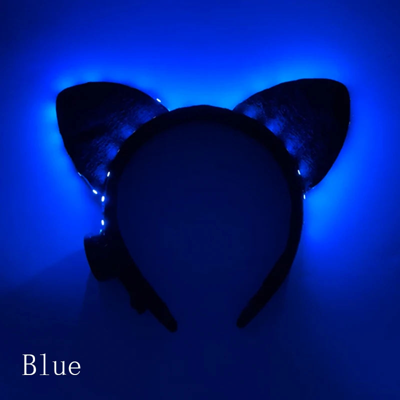 Cartoon LED Mouse Ears Headband for Boys and Girls Birthday Party Black Headwear Costume Cosplay Decoration Flashing Hairband