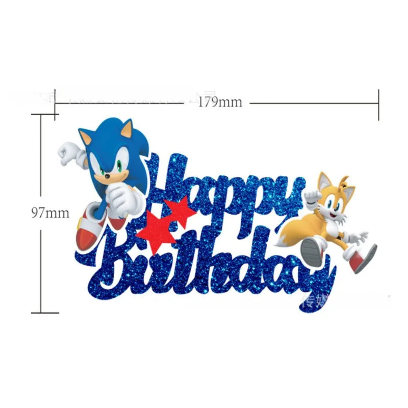 Sonic Cake DecorationHappy Birthday for Kids Birthday Party.