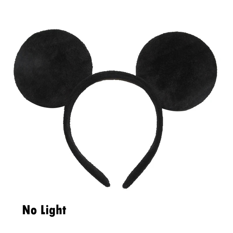 Cartoon LED Mouse Ears Headband for Boys and Girls Birthday Party Black Headwear Costume Cosplay Decoration Flashing Hairband