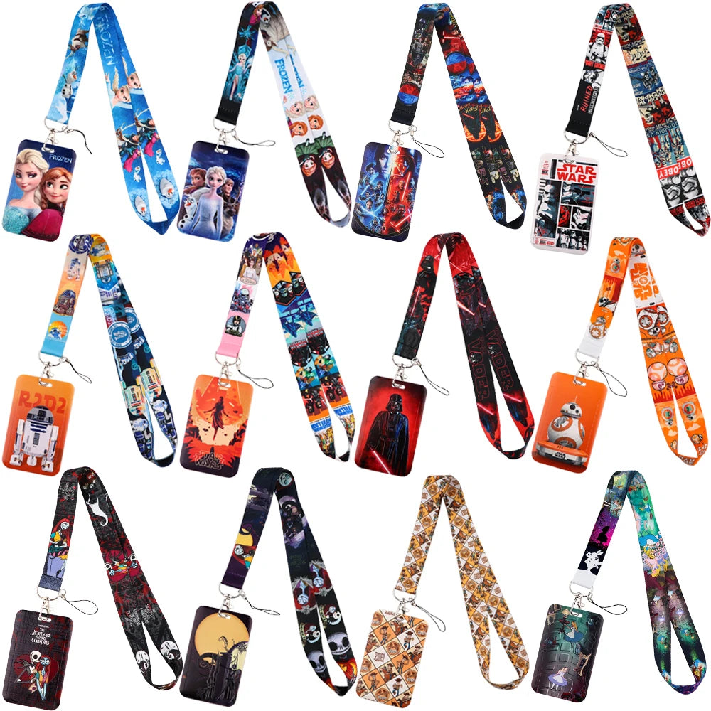 99 Styles Mickey Mouse Lanyard Pooh Bear Toy Story ID Card Holder Badge Holder Princess Neck Strap Cartoon Keychain Lariat Gift