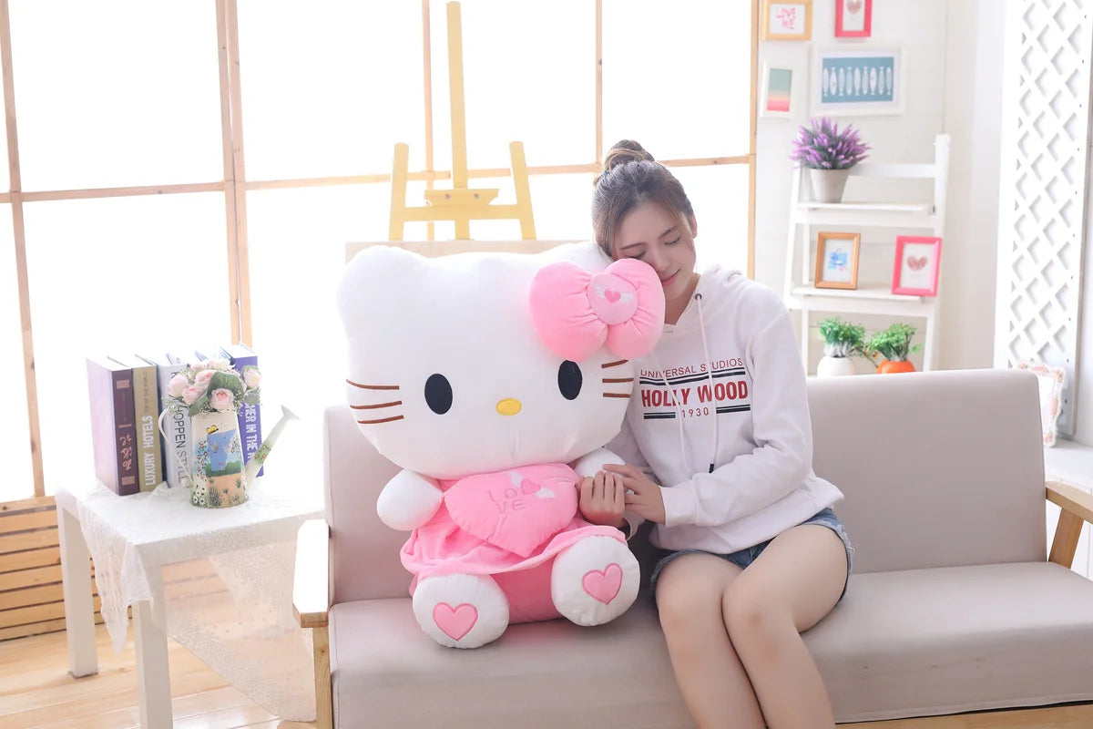35-70cm Big Size Sanrio Hello Kitty Plush Toys Cute Anime Peripherals Movie KT Cat Stuffed Doll Hello Kitty Xmas Gift For Kid