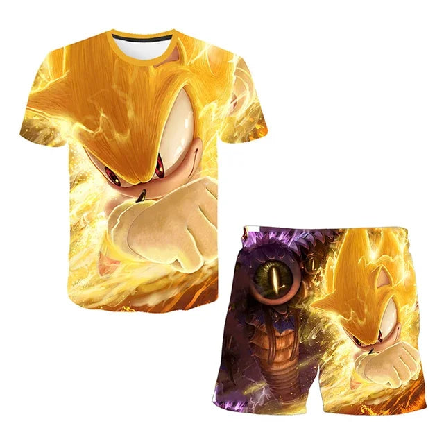 Boys Sonic T-shirt/ Shorts 2 Pcs Set.