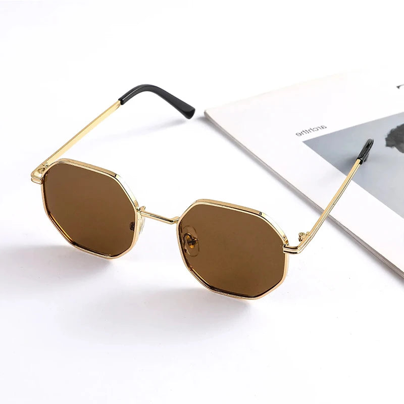 Fashion Boys Girls Octagon Metal Sunglasses