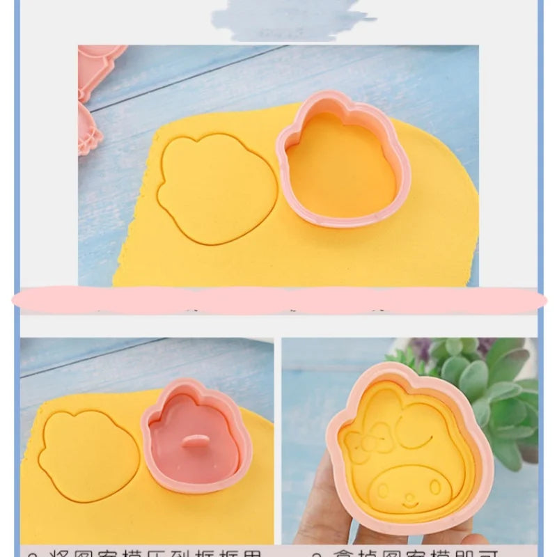 Hello Kitty Cartoon Cookie Cutter Set Sanrio Anime Bakery Mold Biscuit Press Stamp Embosser Dessert Mold Kitchens Supplies Tools