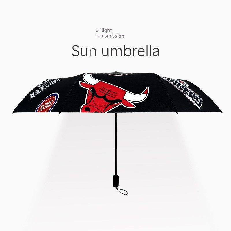 Umbrella Automatic Boys Rain Dual-Use Female Foldable Sun Umbrella Sun Protection UV Protection Student NBA