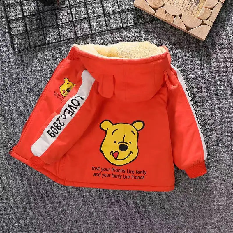 Children's Winter Coat Baby Girl Boy Mickey Mouse Cartoon Jackets 1-6Years Kids Thicken Keep Warm Hooded Outerwear Infant Clothe