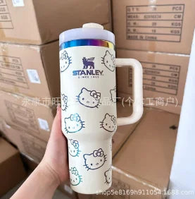 Thermal Coffee hello kitty Cup with Straw Stainless Steel Vacuum Insulated Tumbler 40oz Thermal Iced Travel Cup for Outdoor