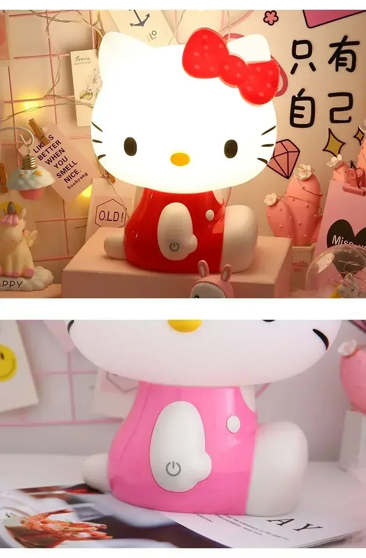 Hello Kitty 3D LED Small Night Lamp Touch Plug-in Baby Feeding home Bedroom Dreamy Sleep Light Eye Protection Bedside Room Decor