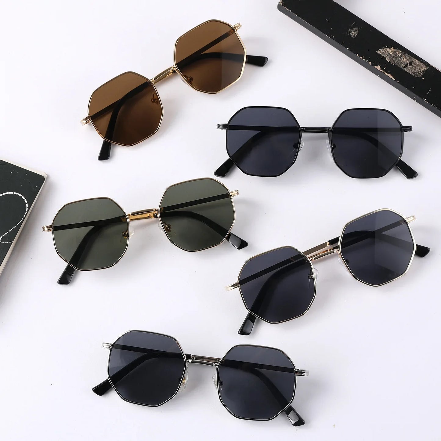 Fashion Boys Girls Octagon Metal Sunglasses