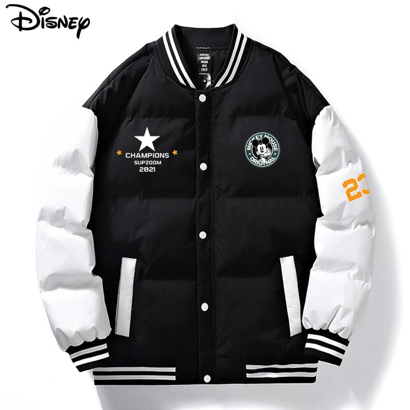 Disney New Arrival Brand Clothing Top Fashion Mickey Mouse Print Logo Loose Cardigan Winter Coat Casual Cotton-padded Jacket