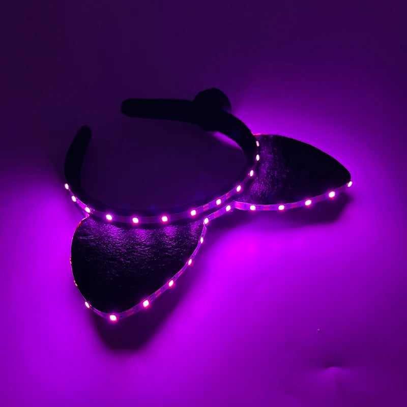 Cartoon LED Mouse Ears Headband for Boys and Girls Birthday Party Black Headwear Costume Cosplay Decoration Flashing Hairband