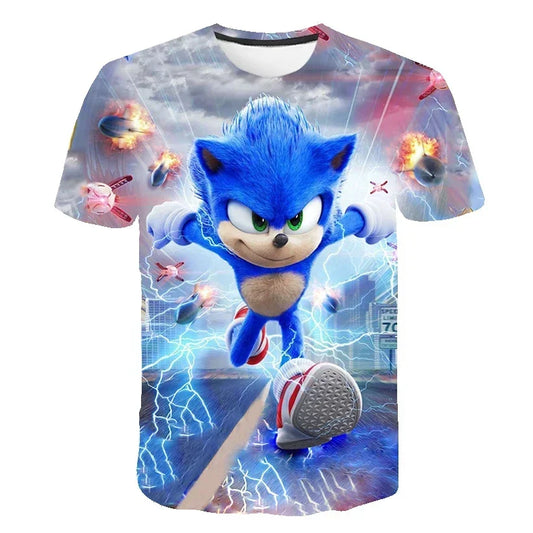 Sonic T Shirt Cartoon Game Short Sleeve Boys Girls.
