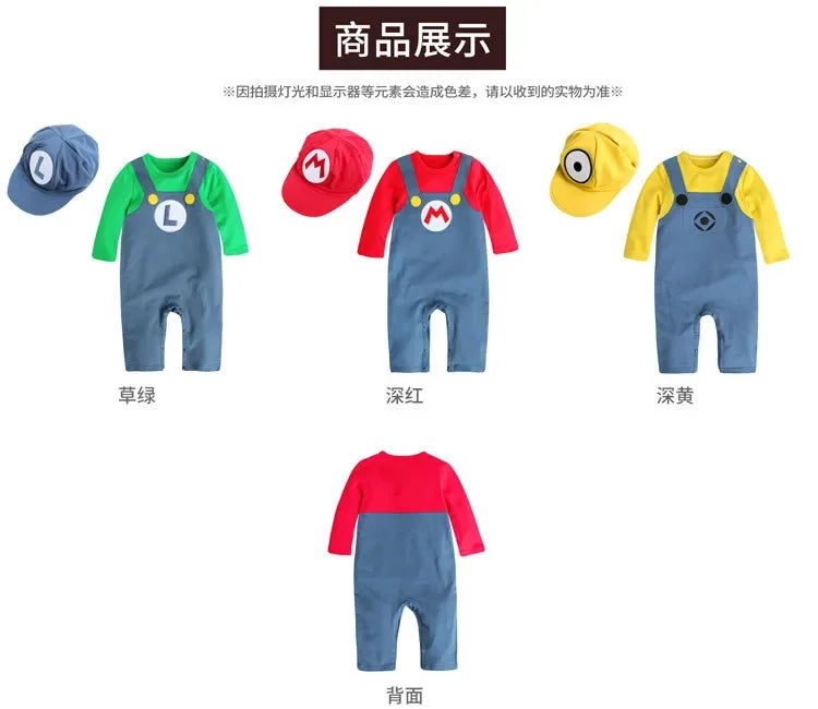 New Super Mario Bros Long sleeved Suit Baby Rompers