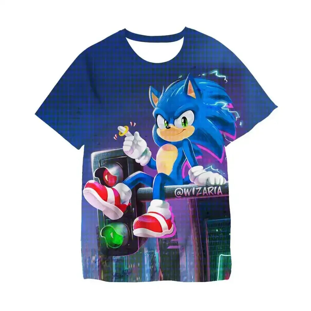 Sonic T Shirt Cartoon Game Short Sleeve Boys Girls.