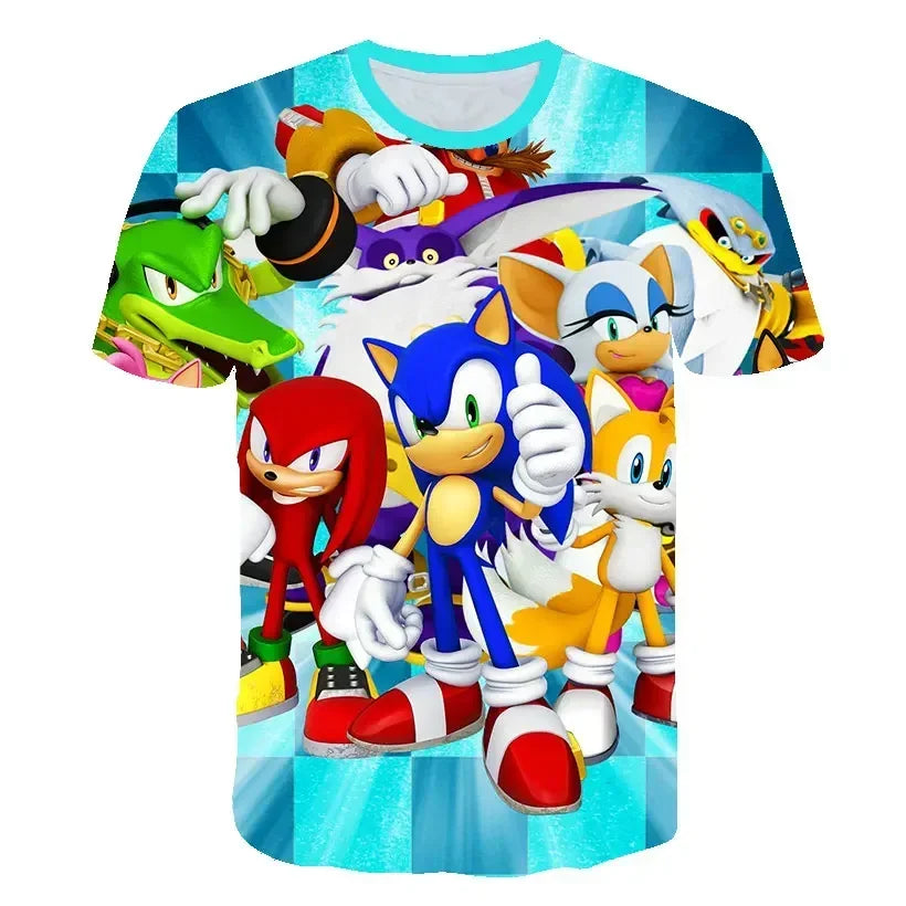 Sonic T Shirt Cartoon Game Short Sleeve Boys Girls.
