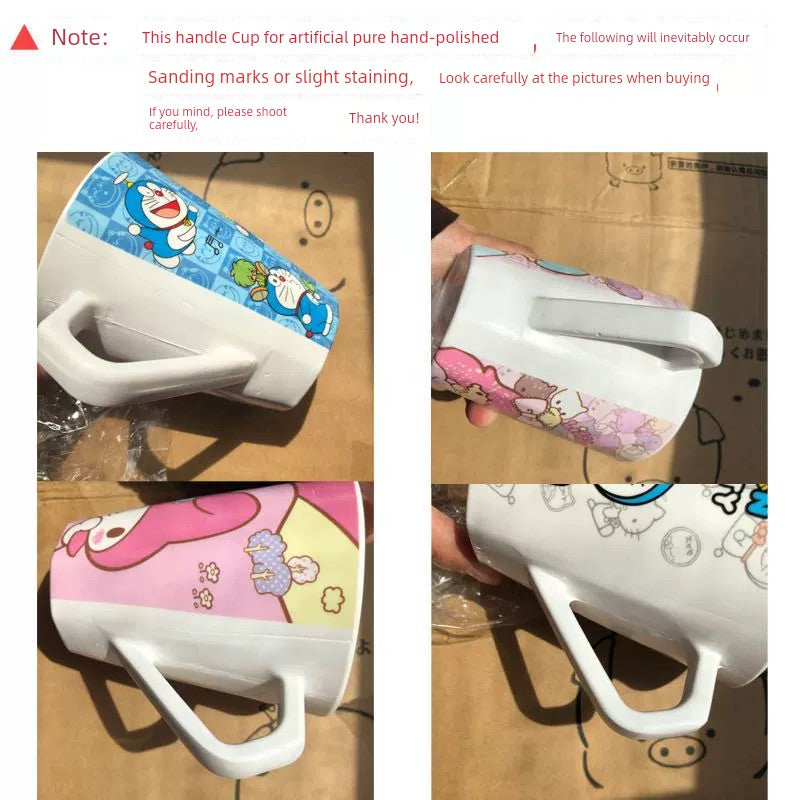 Two-Color Handle Cup Hello kitty  Porcelain mug.