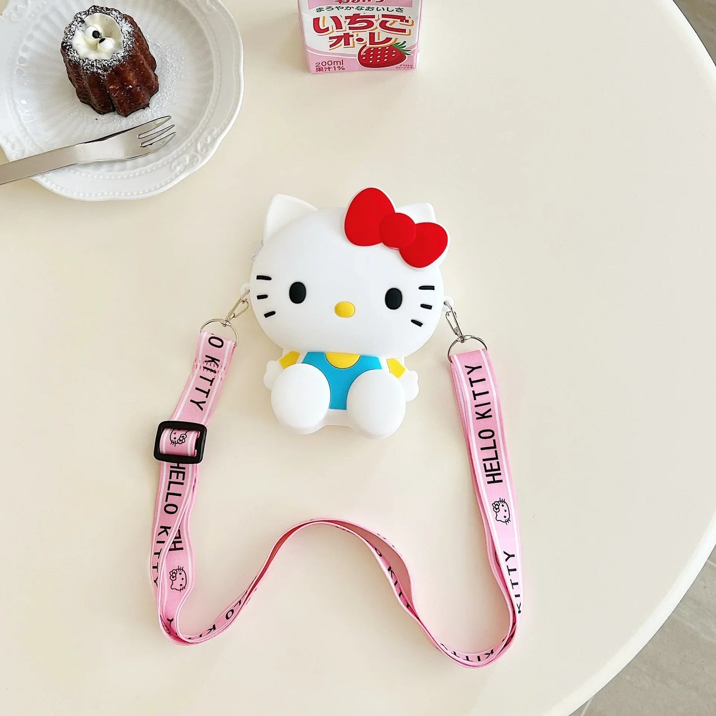 Funny Sanrio Hello Kitty Crossbody Bag for Girls - Cute Cartoon Silicone Coin Purse, Casual Shoulder Bag Kids Holiday Gift