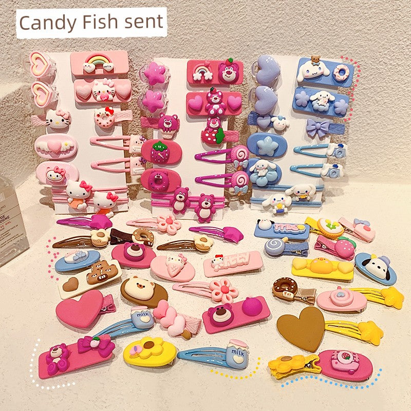 HELLO KITTY  Color Kids Cartoon Jade Rabbit Flower Dog Hairpin