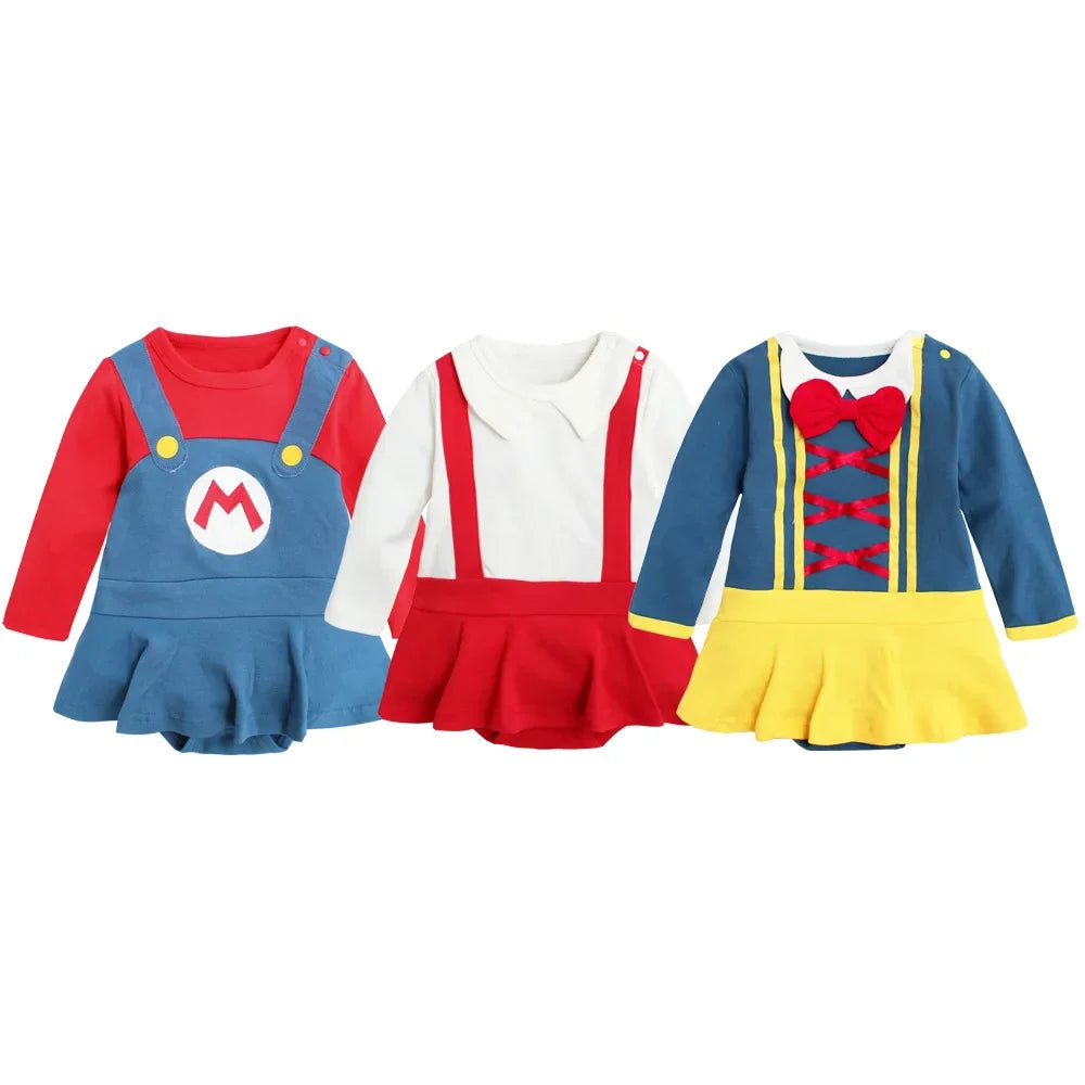 New Super Mario Bros Long sleeved Suit Baby Rompers