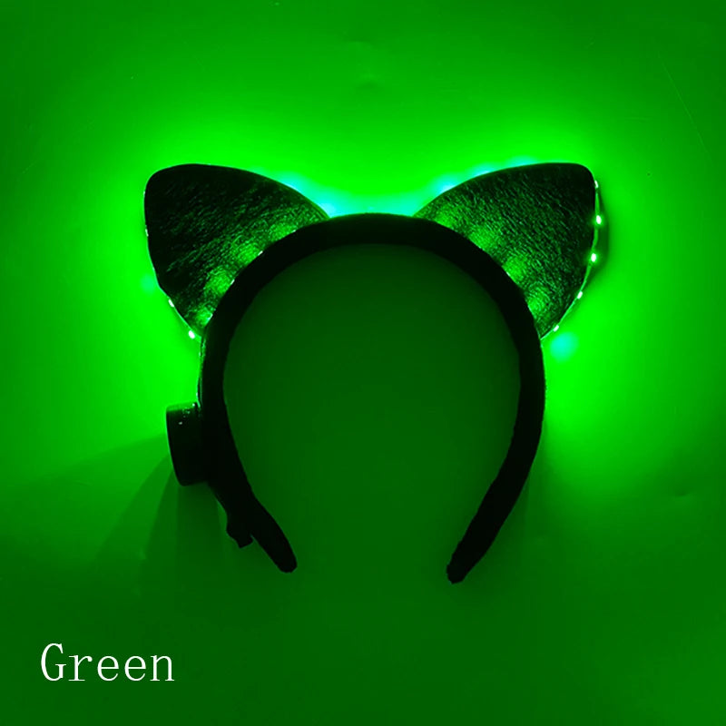 Cartoon LED Mouse Ears Headband for Boys and Girls Birthday Party Black Headwear Costume Cosplay Decoration Flashing Hairband