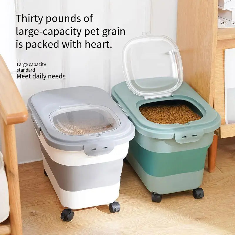 Collapsible Cat/Dog Food Storage Container. Folding Pet Supplies