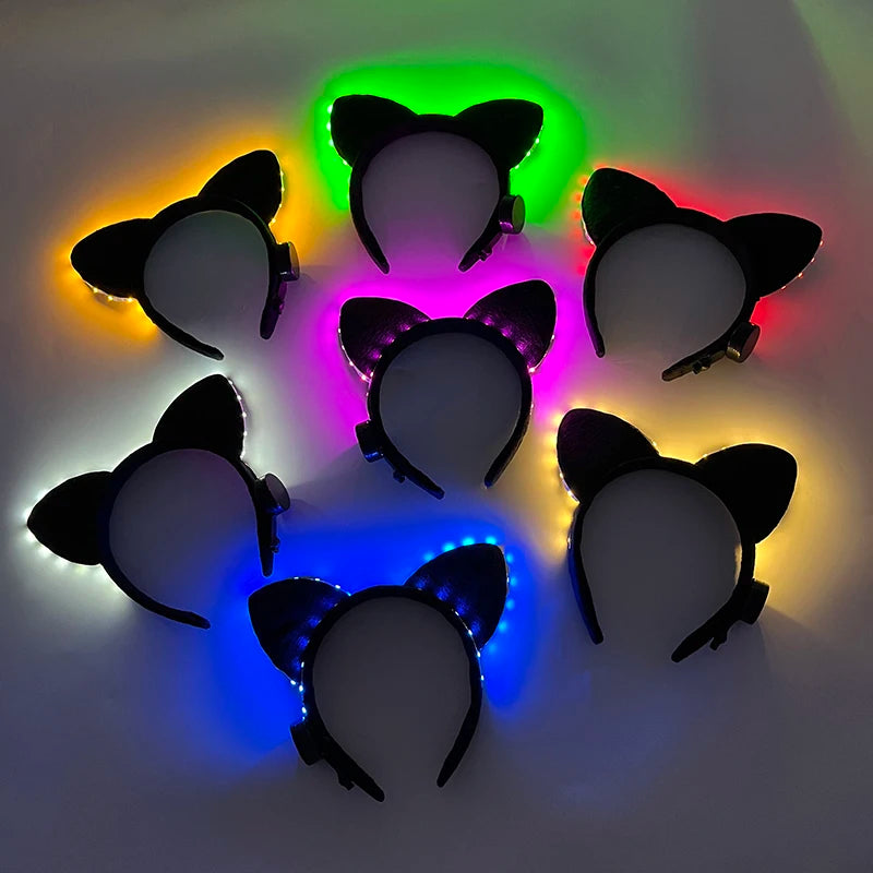 Cartoon LED Mouse Ears Headband for Boys and Girls Birthday Party Black Headwear Costume Cosplay Decoration Flashing Hairband