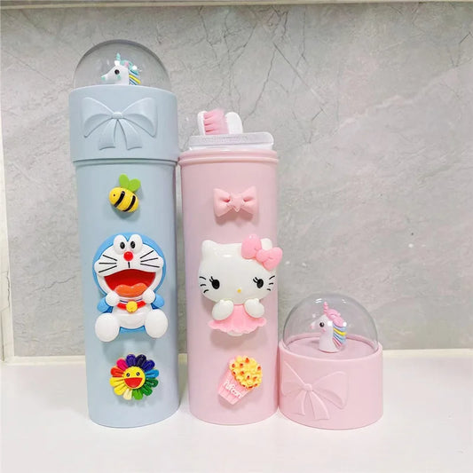 Cute Hello kitty Travel Portable Mouthwash Cup Toothbrush Box
