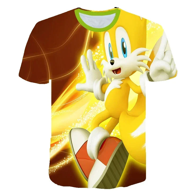 Sonic T Shirt Cartoon Game Short Sleeve Boys Girls.