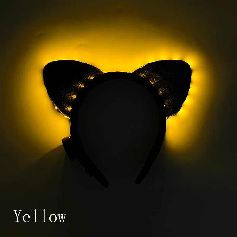 Cartoon LED Mouse Ears Headband for Boys and Girls Birthday Party Black Headwear Costume Cosplay Decoration Flashing Hairband