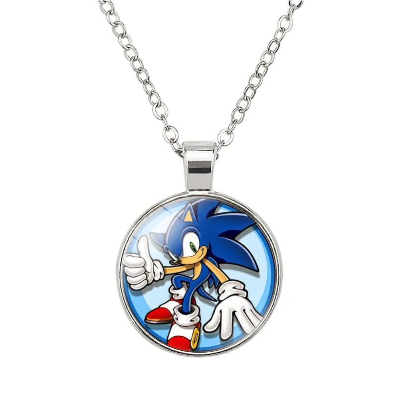 Sonic The Hedgehog Necklace Silver Pendant.