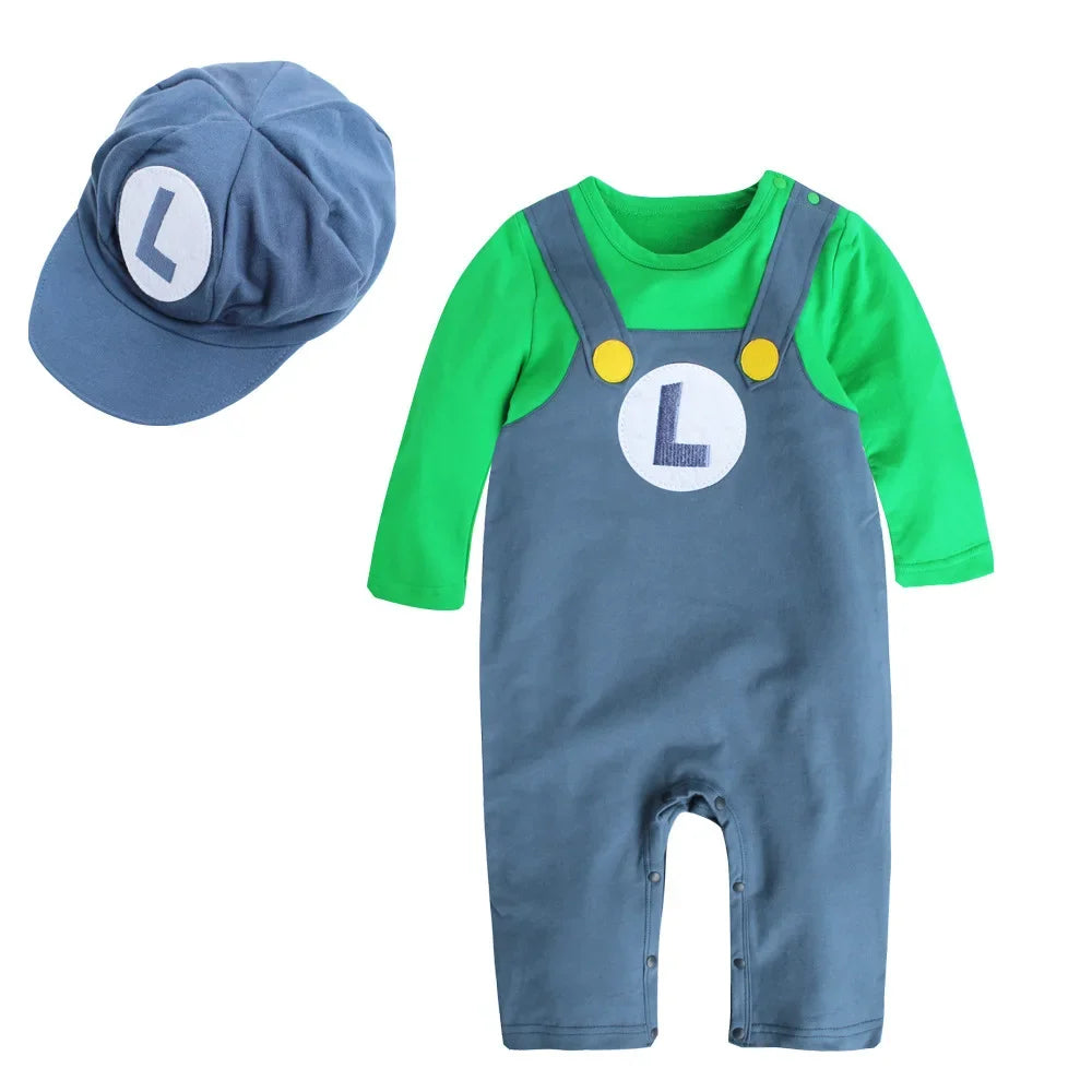 New Super Mario Bros Long sleeved Suit Baby Rompers