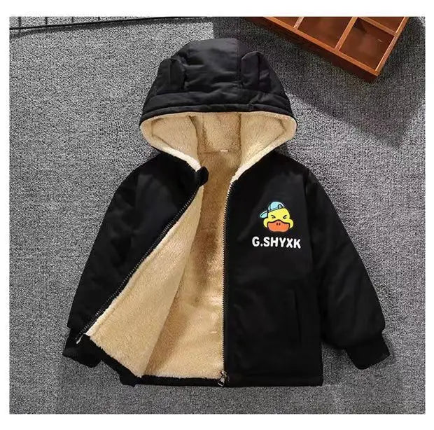 Children's Winter Coat Baby Girl Boy Mickey Mouse Cartoon Jackets 1-6Years Kids Thicken Keep Warm Hooded Outerwear Infant Clothe