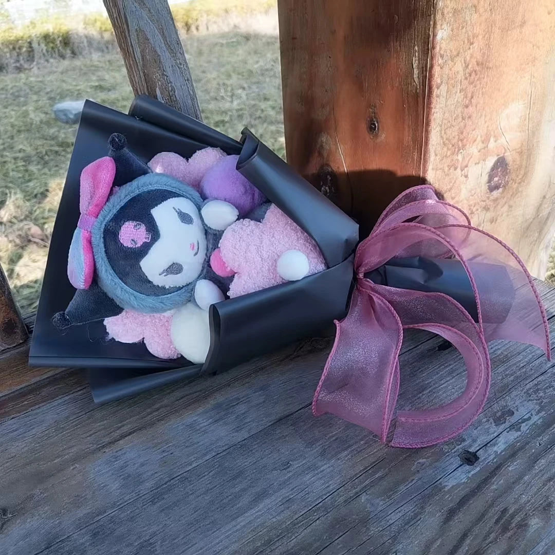 Kuromi Plush Doll Bouquet Sanrio Hello Kitty My Melody Cinnamoroll Stuffed Plushies Valentine's Day Christmas Birthday Gifts