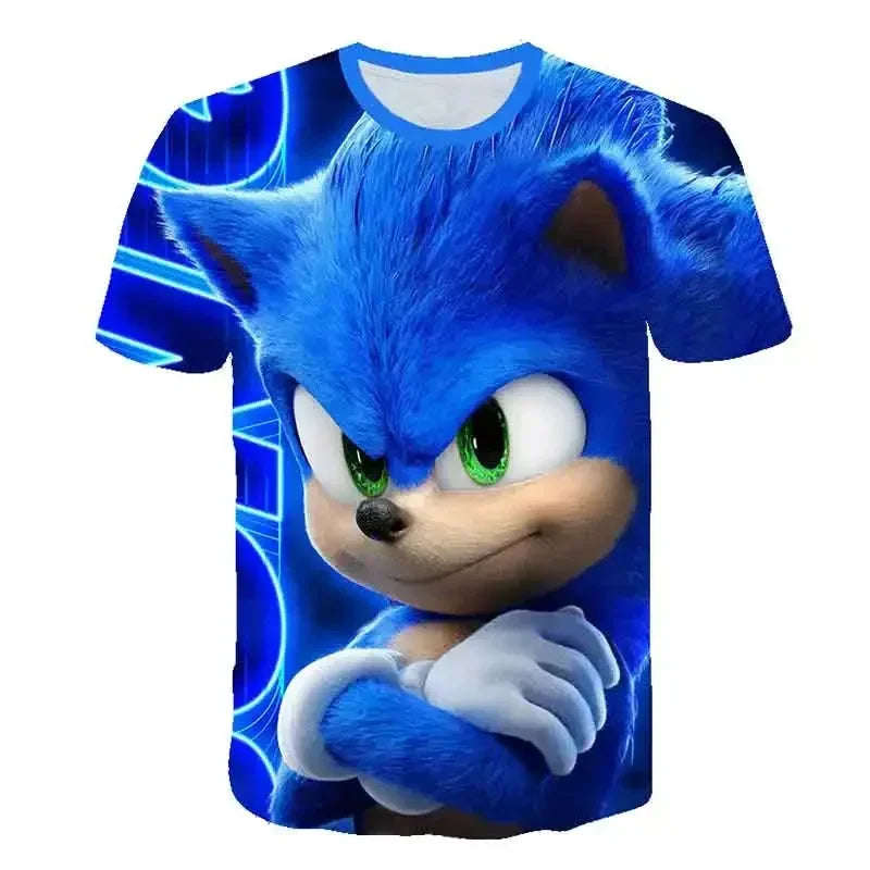 Sonic T Shirt Cartoon Game Short Sleeve Boys Girls.