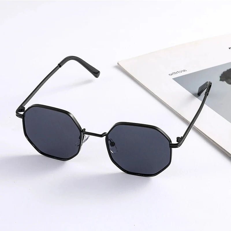 Fashion Boys Girls Octagon Metal Sunglasses