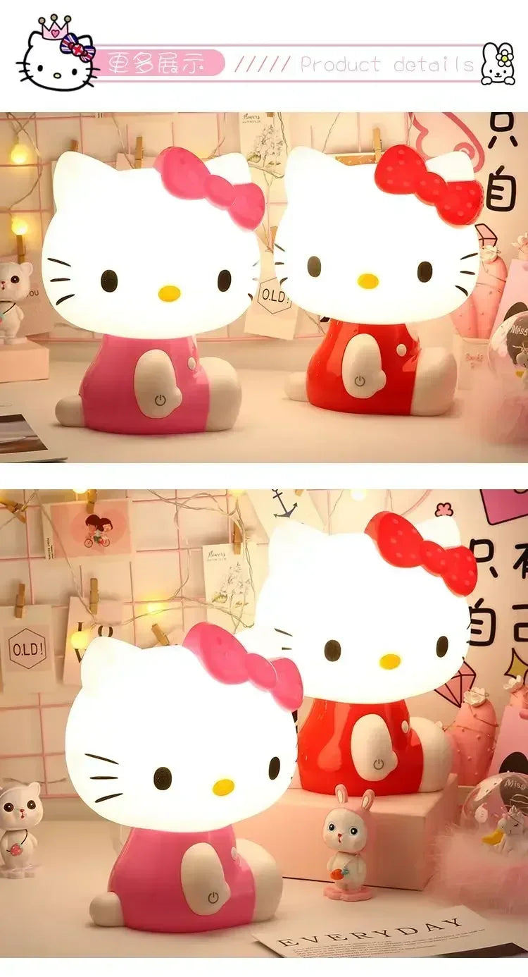 Hello Kitty 3D LED Small Night Lamp Touch Plug-in Baby Feeding home Bedroom Dreamy Sleep Light Eye Protection Bedside Room Decor