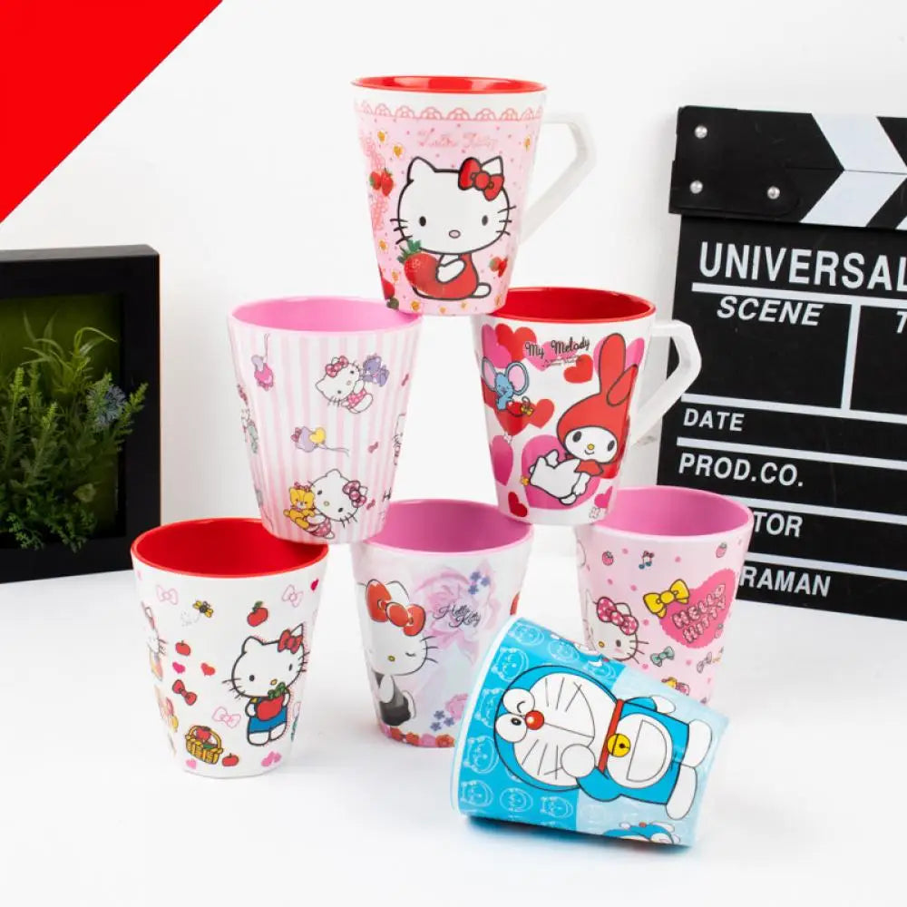 Washing Cup Kawaii Sanrio Hello Kitty Kit Anime Figure My Melody 350Ml Water Cup Brush Teeth Gargle Household Child Student Cute