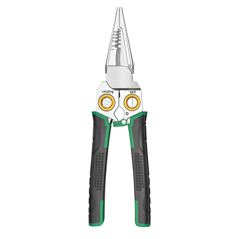 9 In 1 Wire Stripper Stainless Steel Electrician Cable Cutter Wire Crimping Pliers Clamper Splitting Winding Multi Function Tool