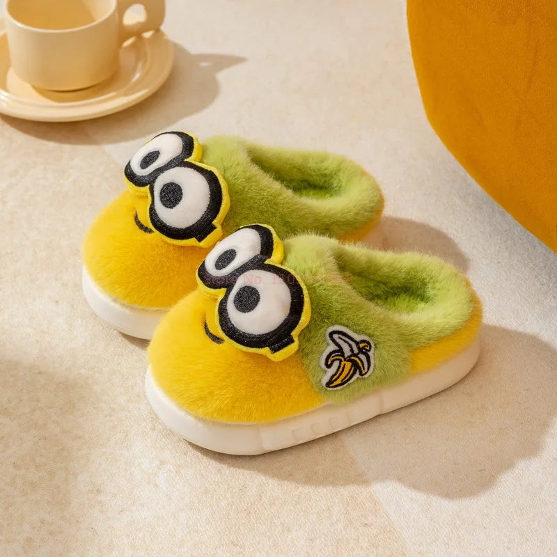 2024 New Cute Cartoon Minions Children Slippers Cartoon Boys And Girls Home Indoor Comfortable Warm Non Slip Slipper Winter Gift