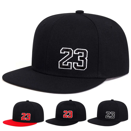 Men's One-Piece Unisex Hat with Number 23 Embroidery, Hip-Hop Style, Adjustable for Sun Protection, Ideal for Leisure, Spring and Autumn Travel, and Vacation.