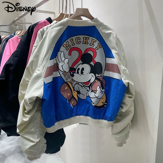 Disney 2022 New Arrival Top Fashion Autumn Cotton Loose Casual Cartoon Mickey Mouse Print Jacket Brand Clothing Zipper Coats