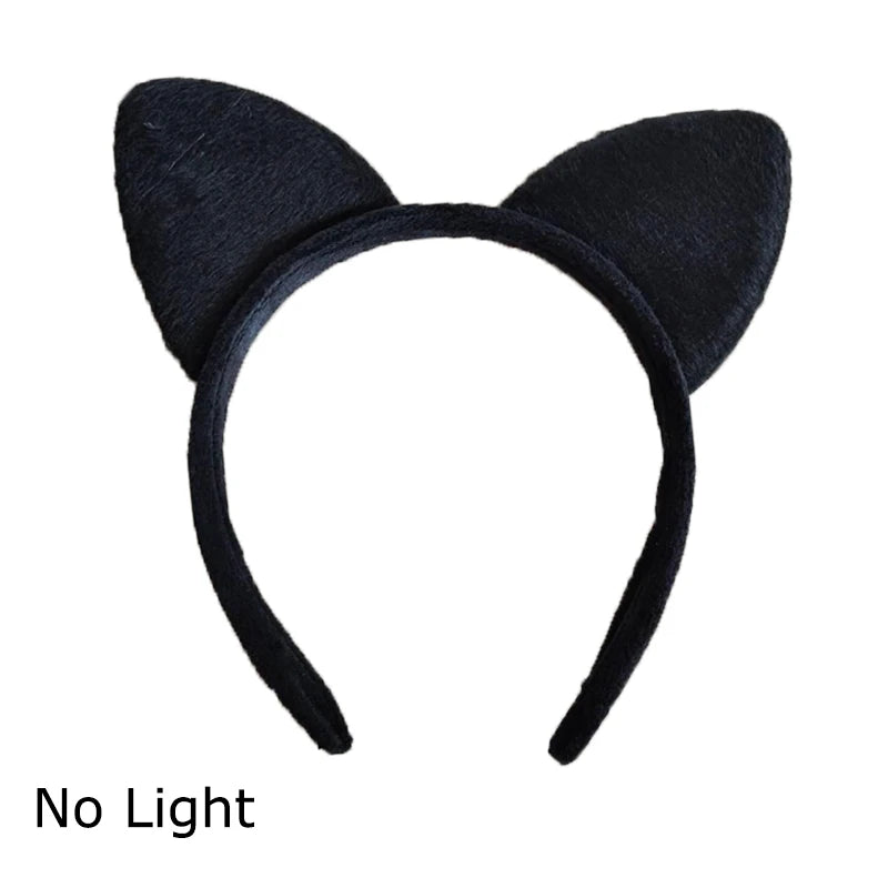 Cartoon LED Mouse Ears Headband for Boys and Girls Birthday Party Black Headwear Costume Cosplay Decoration Flashing Hairband