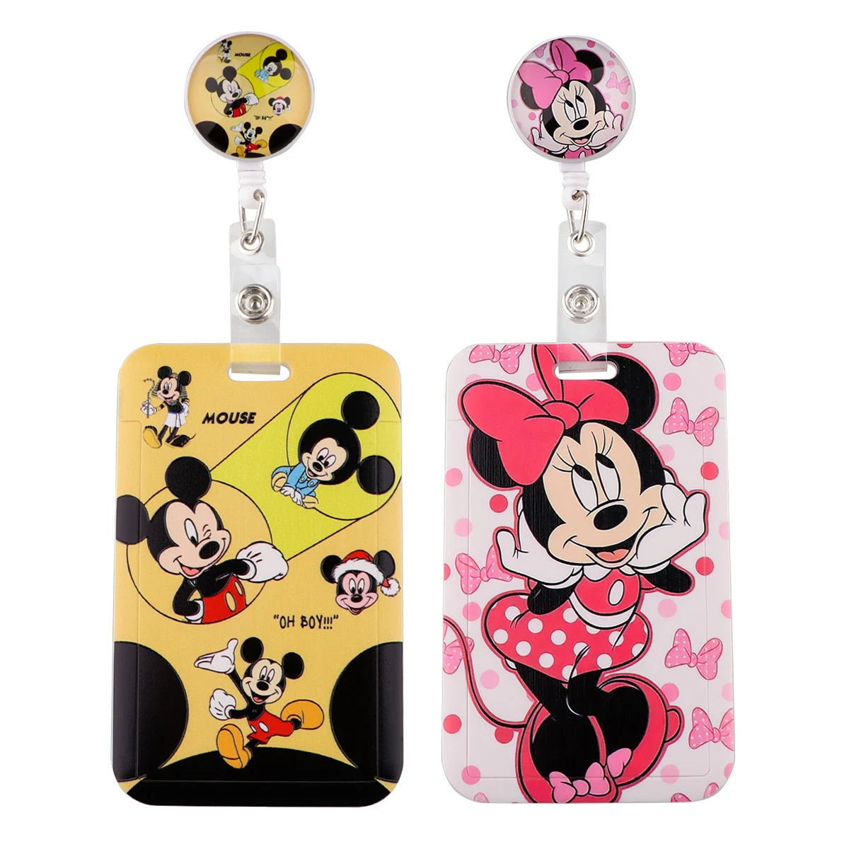 Stitch Mickey Keychain Student IC ID Card Badge Holder Yoda Retractable Nurse Badge Reel Clip Accessory Friend Kids Gift