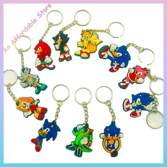 New Sonic The Hedgehog Key Chain Pendant Key Chain Hangings Pvc Japanese Anime Key Ring Schoolbag Decoration