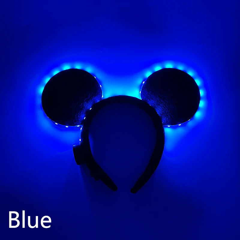 Cartoon LED Mouse Ears Headband for Boys and Girls Birthday Party Black Headwear Costume Cosplay Decoration Flashing Hairband