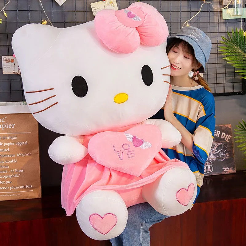 35-70cm Big Size Sanrio Hello Kitty Plush Toys Cute Anime Peripherals Movie KT Cat Stuffed Doll Hello Kitty Xmas Gift For Kid