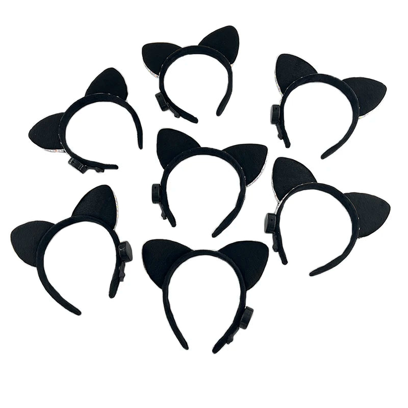 Cartoon LED Mouse Ears Headband for Boys and Girls Birthday Party Black Headwear Costume Cosplay Decoration Flashing Hairband